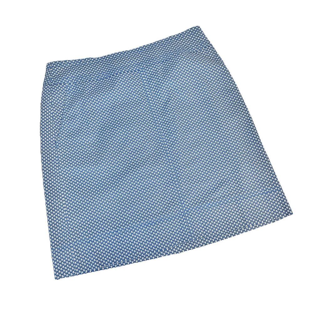 Talbots Skirt sz 4 Blue White Sailor Nautical Knee A Line Stretch No Slit Beach